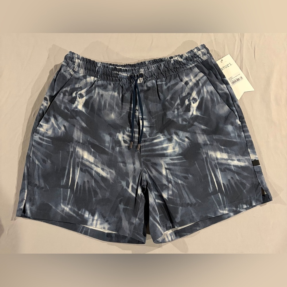 Stori Men's Athletic Shorts in Blue and Gray with Pockets NWT Medium
